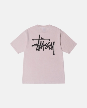 Běžecké Tričko Stussy Basic Pigment Dyed Růžové | MROC13286