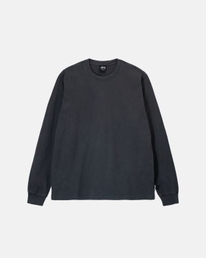 Běžecké Tričko Stussy Heavyweight Pigment Dyed Ls Crew Černé | HCJS63971