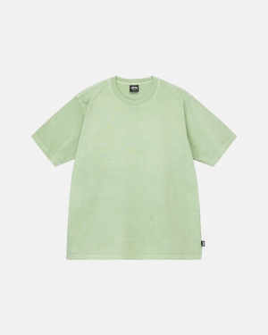 Běžecké Tričko Stussy Heavyweight Pigment Dyed Crew Zelene | NFEX90342