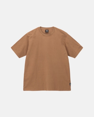 Běžecké Tričko Stussy Heavyweight Pigment Dyed Crew Hnědé | WZCF20739