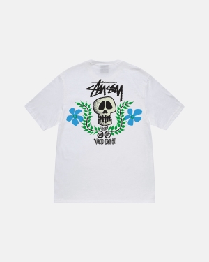 Běžecké Tričko Stussy Skull Crest Bílé | RXGD10289
