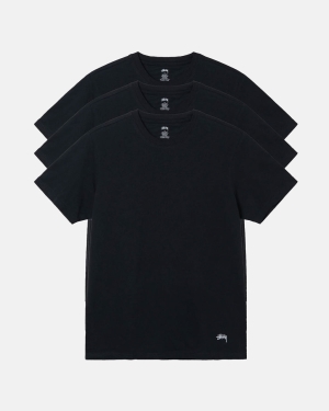 Běžecké Tričko Stussy Undershirt - 3 Pack Černé | KFJS36217