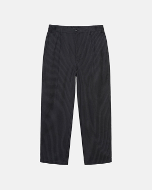 Kalhoty Stussy Stripe Volume Plisovaný Černé | YKZI09735