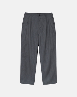 Kalhoty Stussy Stripe Volume Plisovaný Šedé | XGMH15749
