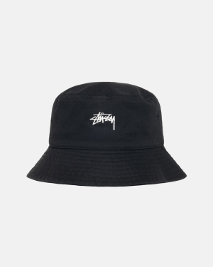 Klobouky Stussy Stock Bucket Černé | PWNO41370