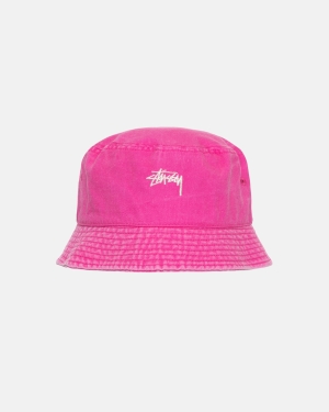 Klobouky Stussy Washed Stock Bucket Magenta | BWTX93210