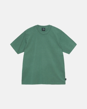 Košile Stussy Heavyweight Pigment Dyed Crew Tmavě Zelene | QXWE07195