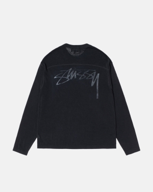 Košile Stussy Lehké Football Crew Černé | OGXP72948