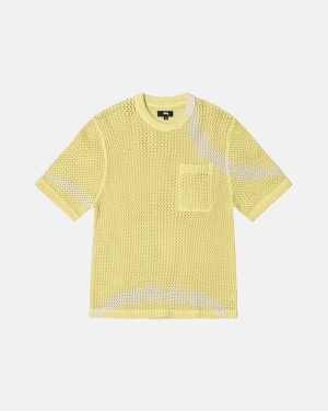 Košile Stussy O'dyed Heavyweight Mesh Crew Žluté | BTAI81702