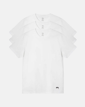 Košile Stussy Undershirt - 3 Pack Bílé | YGJS21054