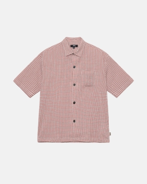 Košile Stussy Wrinkly Gingham Ss Růžové | GQKN76019