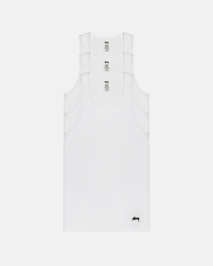 Košile Stussy Žebrovaný - 3 Pack Bílé | IUHP28670
