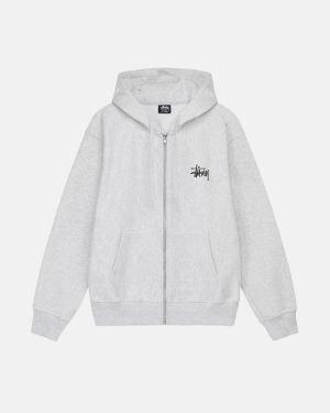 Mikiny S Kapucí Stussy Basic Zip Šedé | IZCV64203