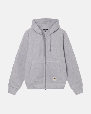 Mikiny S Kapucí Stussy Double Face Label Zip Šedé | OSTD49253