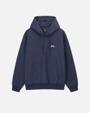 Mikiny S Kapucí Stussy Overdyed Stock Logo Tmavě Blankyt | DQUZ89704