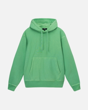 Mikiny S Kapucí Stussy Pigment Dyed Fleece Zelene | FNTS67401