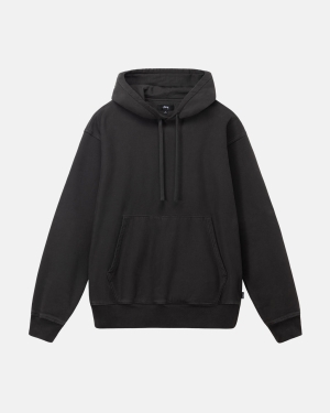 Mikiny S Kapucí Stussy Pigment Dyed Fleece Černé | VJFY46038