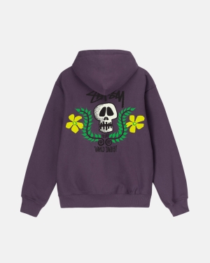 Mikiny S Kapucí Stussy Skull Crest Fialové | PXQY48652
