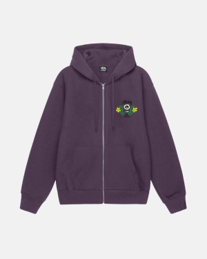 Mikiny S Kapucí Stussy Skull Crest Zip Fialové | ZYWD95048