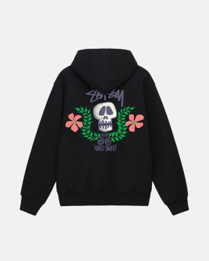 Mikiny S Kapucí Stussy Skull Crest Černé | OFNI07214