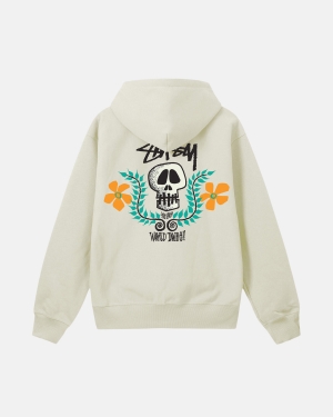 Mikiny S Kapucí Stussy Skull Crest Šedé | ILEX80941