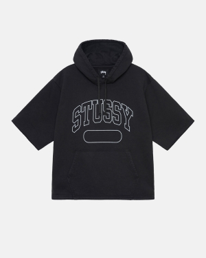 Mikiny S Kapucí Stussy Ss Boxy Cropped Černé | SBUC14075