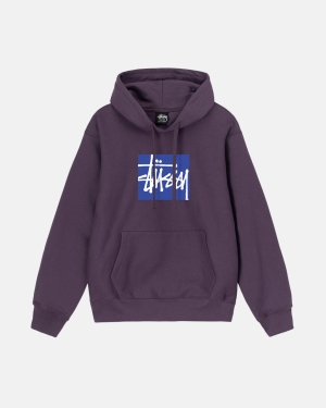 Mikiny S Kapucí Stussy Stock Box Fialové | CJZY54093