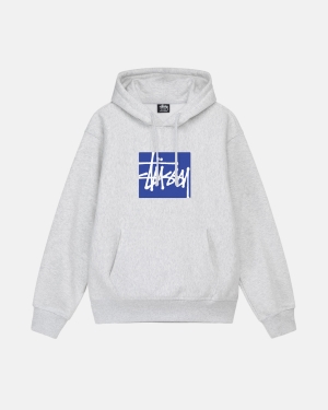 Mikiny S Kapucí Stussy Stock Box Šedé | PJCA49053