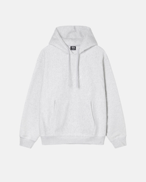 Mikiny S Kapucí Stussy Stock Logo Applique Šedé | KECP98052
