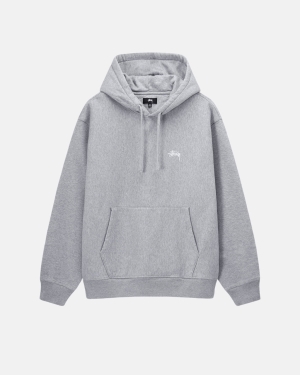 Mikiny S Kapucí Stussy Stock Logo Šedé | CXJR29357