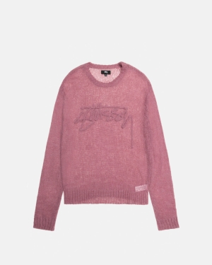 Svetry Stussy Loose Knit Logo Fialové | OVHA30457