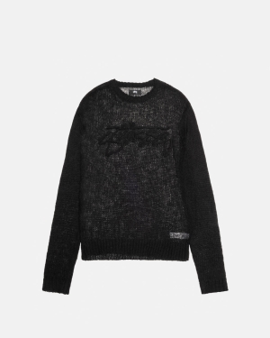 Svetry Stussy Loose Knit Logo Černé | LBIC31249