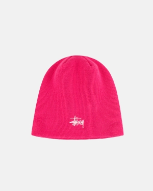 Čepice Stussy Basic Skullcap Beanie Tmavě Růžové | UPSY86521