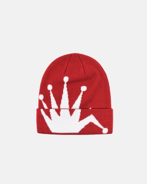 Čepice Stussy Crown Jacquard Cuff Beanie Berry | BYFA63902