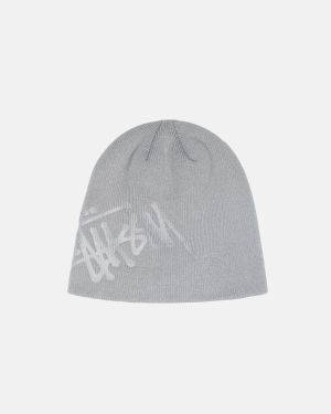 Čepice Stussy Debossed Basic Logo Skullcap Stříbrné | BMJV72641