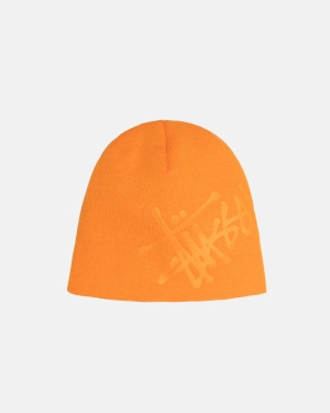 Čepice Stussy Debossed Basic Logo Skullcap Oranžové | WFYC87251