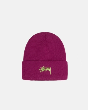 Čepice Stussy Stock Cuff Beanie Magenta | KASO29607