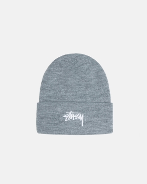 Čepice Stussy Stock Cuff Beanie Šedé | RFOV74386