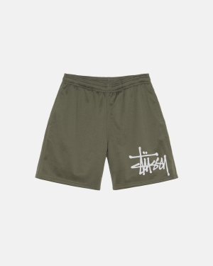 Šortky Stussy Big Basic Mesh Olivy Zelené | PEGV62548