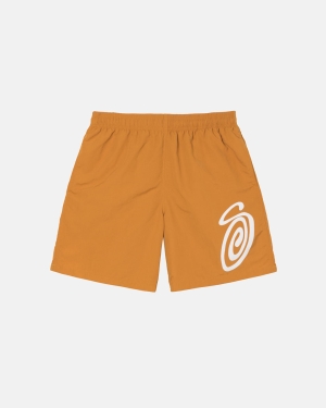 Šortky Stussy Curly S Vody Tmavě Žluté | RKGO41892