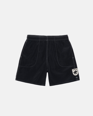Šortky Stussy Surfman Patch Vody Černé | QFUE32514
